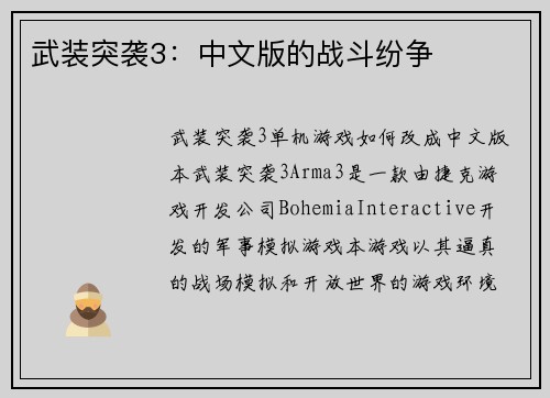 武装突袭3：中文版的战斗纷争